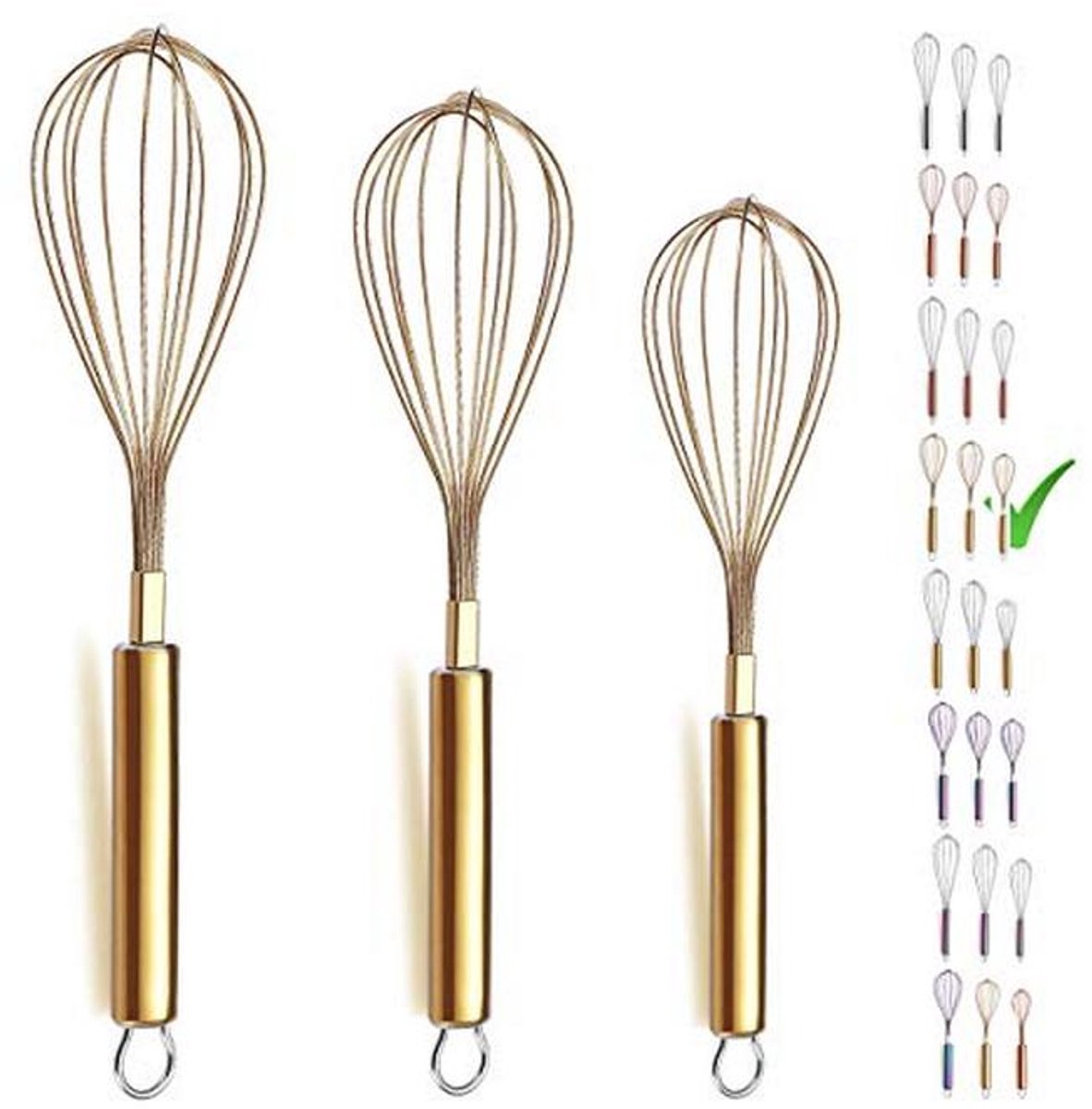 Set van 3 roestvrijstalen garde 8 inch, 10 inch, 12 inch - Keuken Garde Set