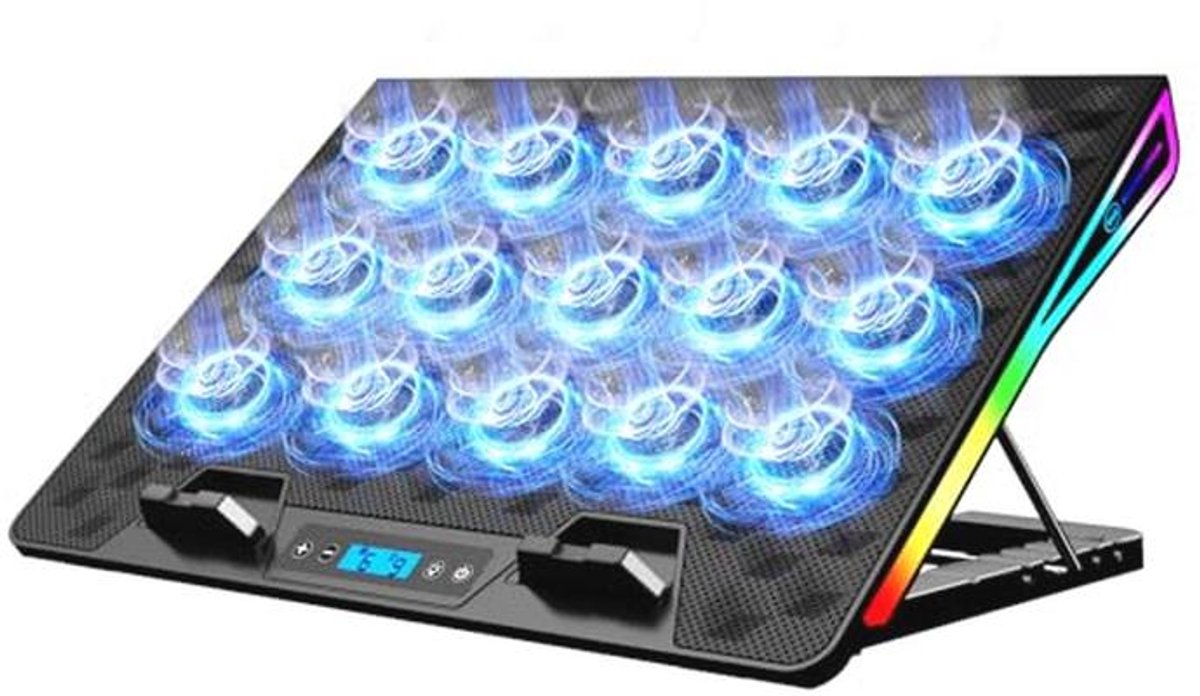 Koelpad voor Laptops met RGB Verlichting en Stille Ventilatoren - 15,6-18 inch