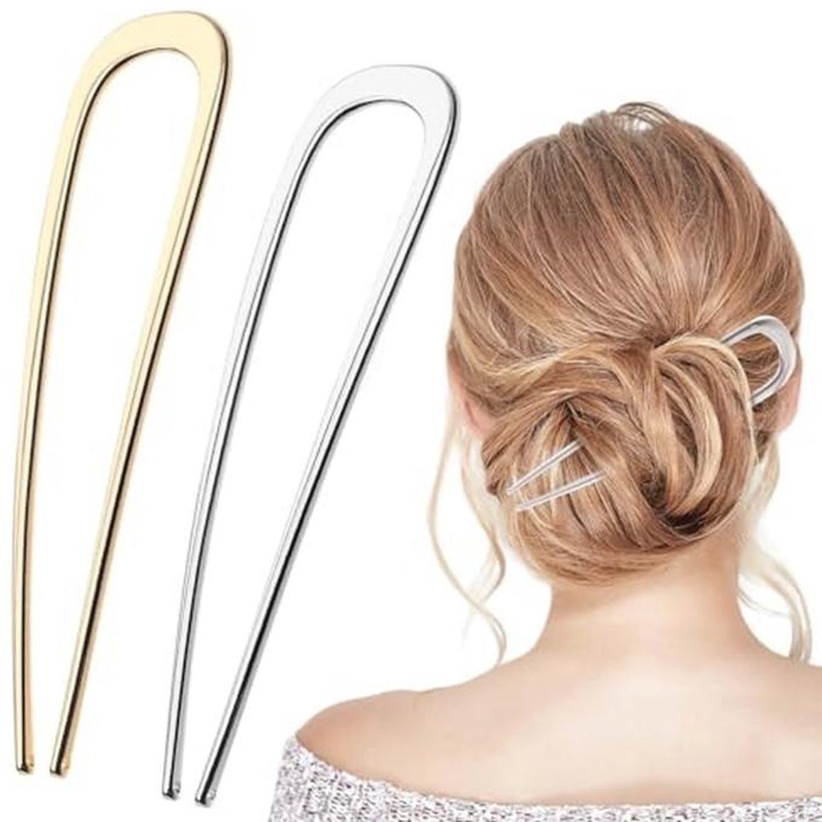 Franse Haarspelden - Metalen U-vormige Haarvorksticks voor Elegante Updo's