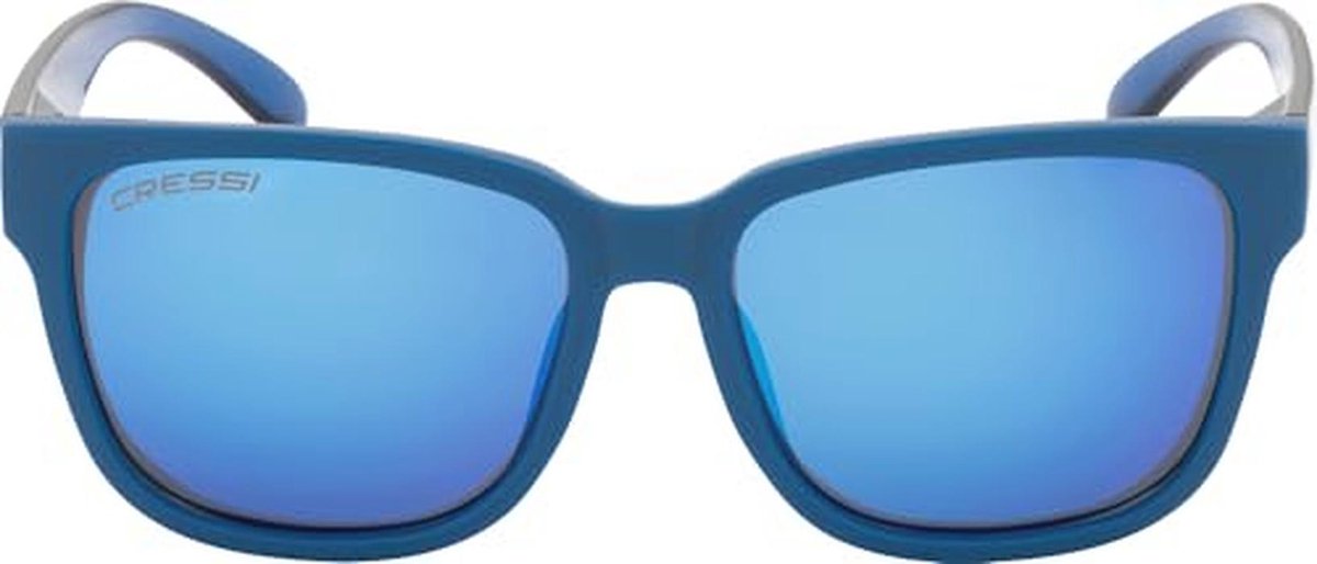 Lichte sportzonnebril met blauw gespiegelde glazen voor hardlopen, fietsen en watersport