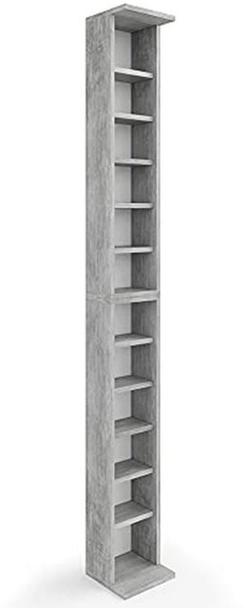 Dubbel CD Rek in Betonlook - In hoogte verstelbare planken - 21 x 184 cm