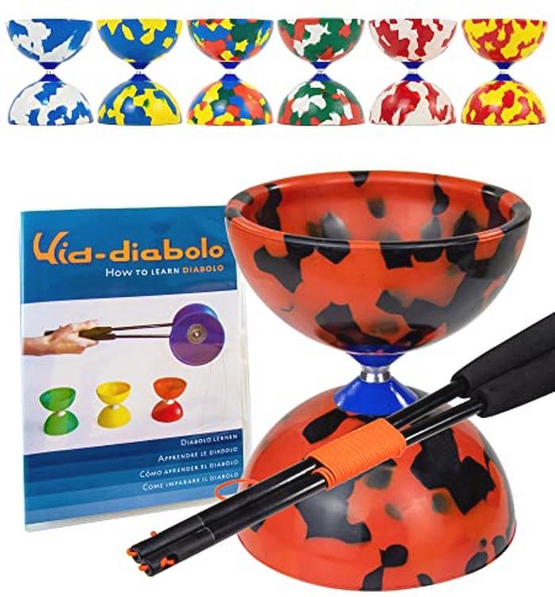 Diabolo Jongleerset met Glazen Handstaven - Professioneel Juggle Speelgoed met Online Leerhulp