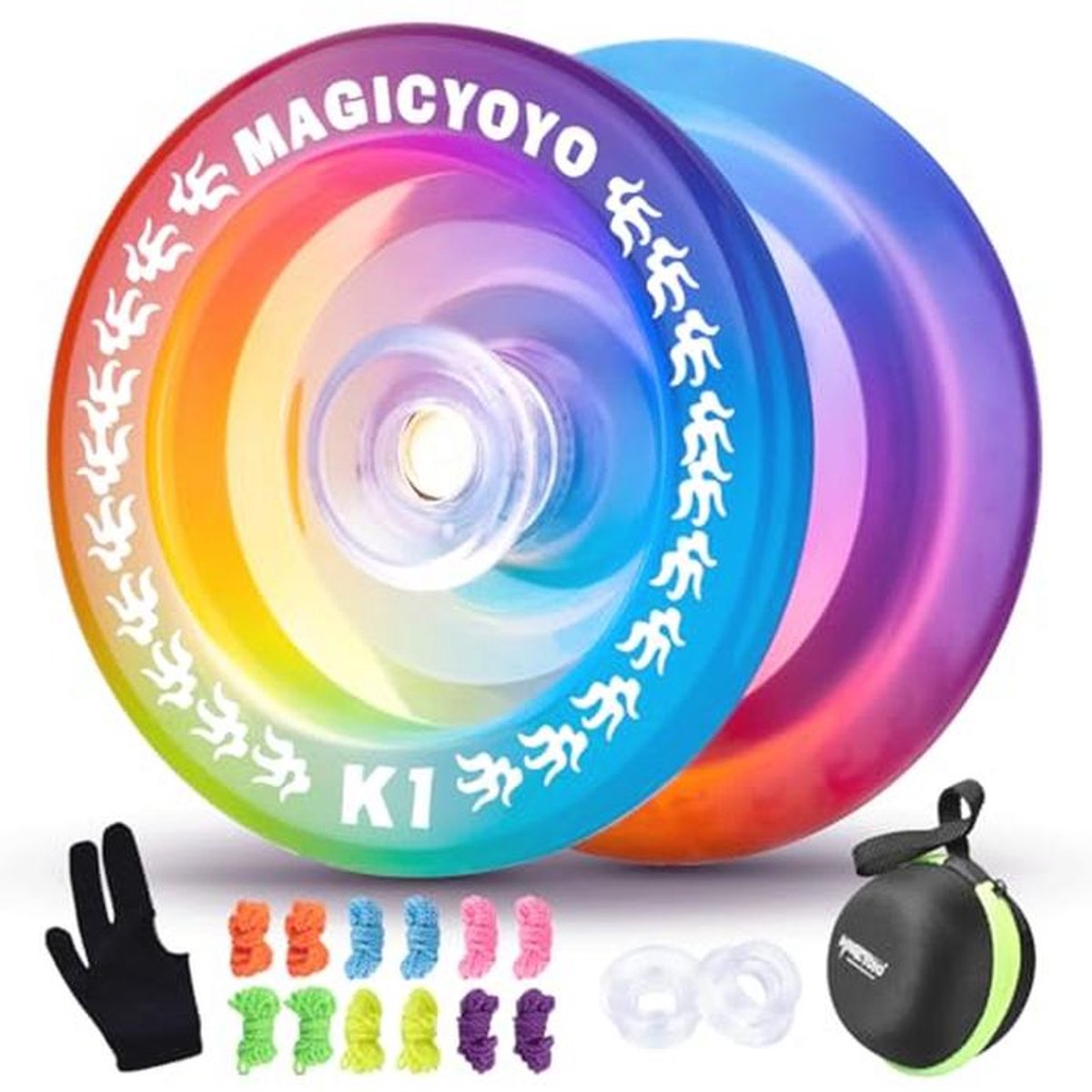 JoJo Responsieve Stunt Yoyo voor Kinderen - Professionele Yoyo voor Beginners met Opbergdoos, 12 Snaren en Handschoen (Cristalkleur)