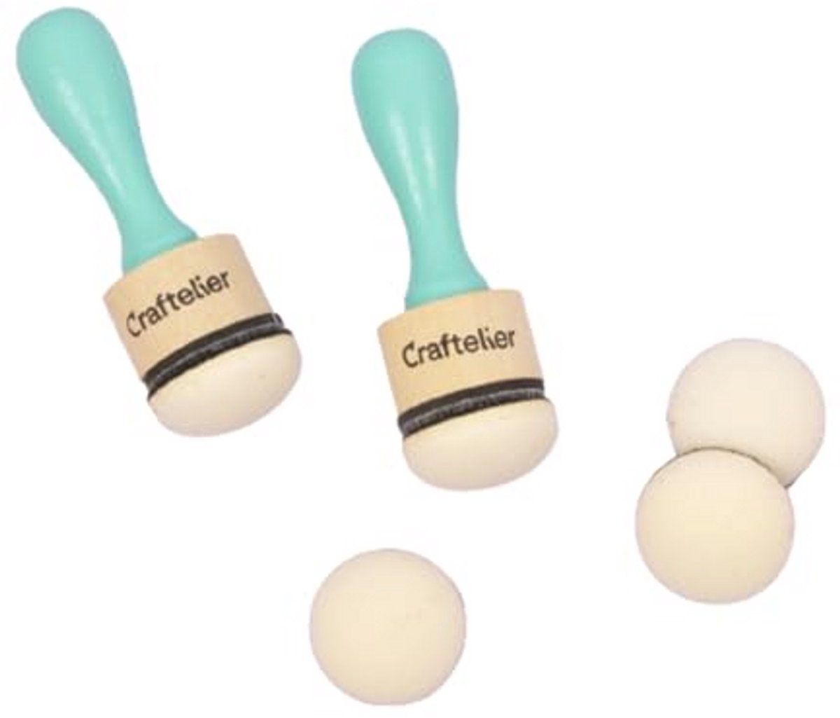 Craftelier - Menggereedschap voor scrapbooking en andere knutselwerkjes, inclusief 2 gereedschappen met klittenbandsluiting + 5 verwisselbare ronde schuimstoffen met een diameter van 30 mm, turkoois