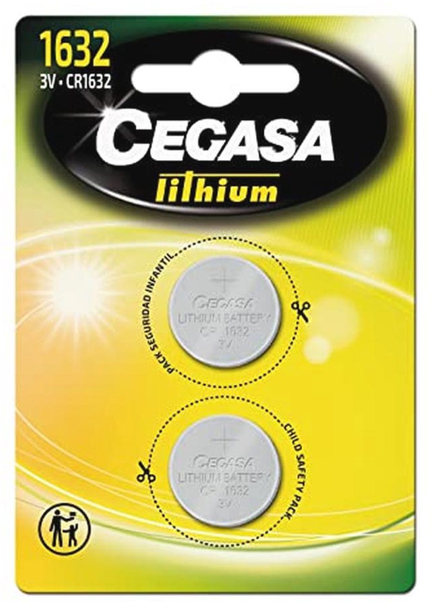 Lithium knoopcellen 1632, 2 stuks, groen