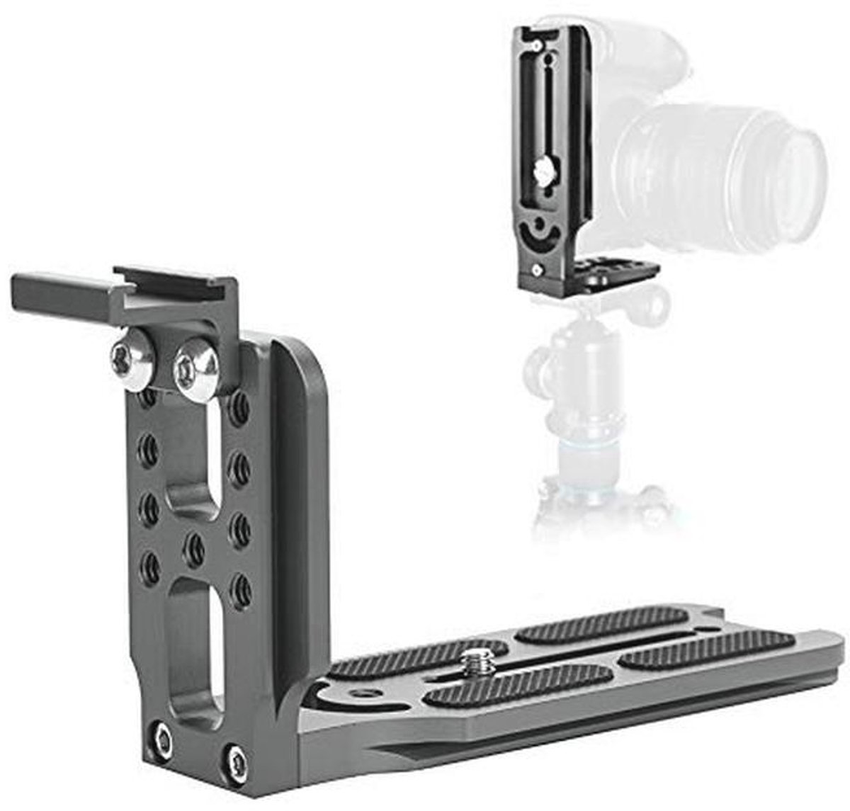 Universele L-vormige snelwisselplaat voor spiegelreflexcamera met hot shoe extensie