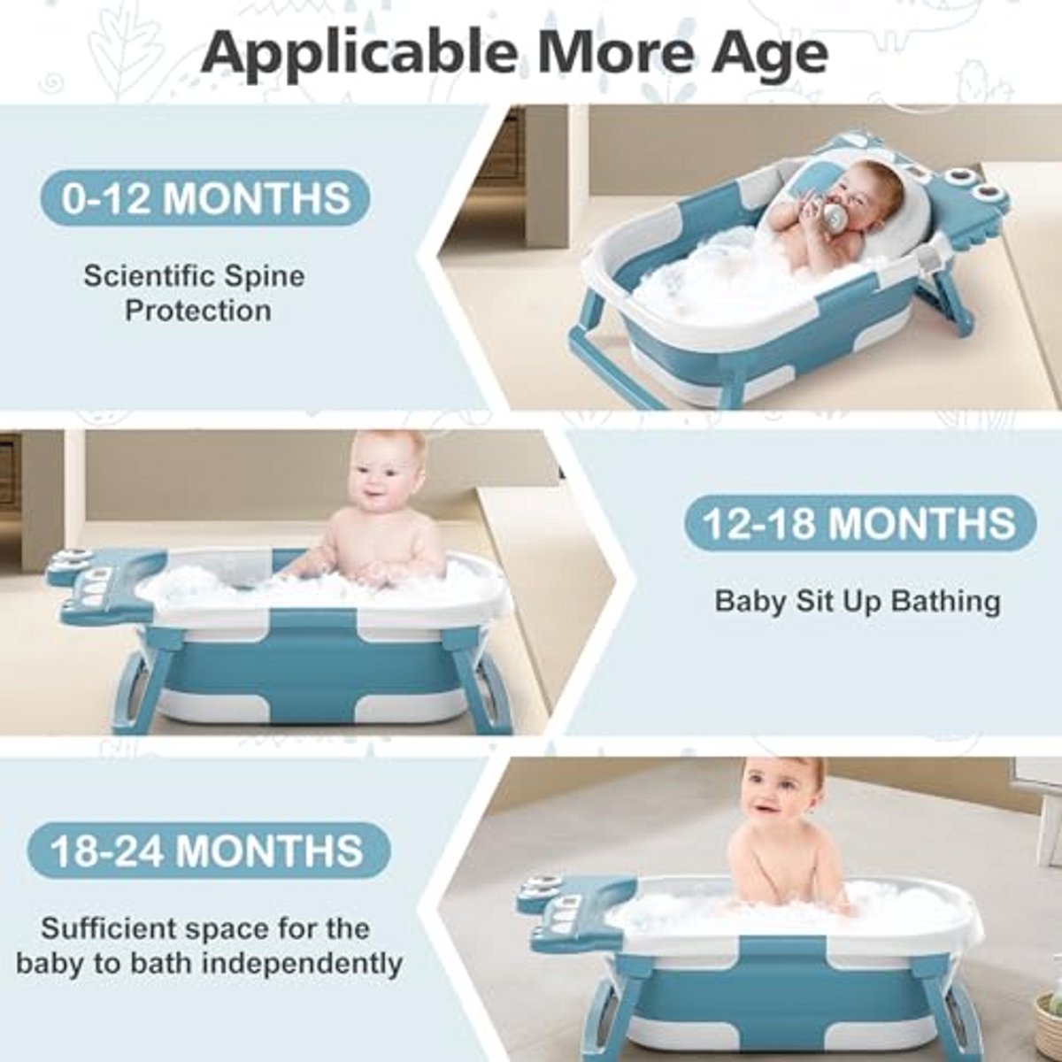 Opvouwbare babybadkuip met thermometer en drijfkussen thumbnail 4