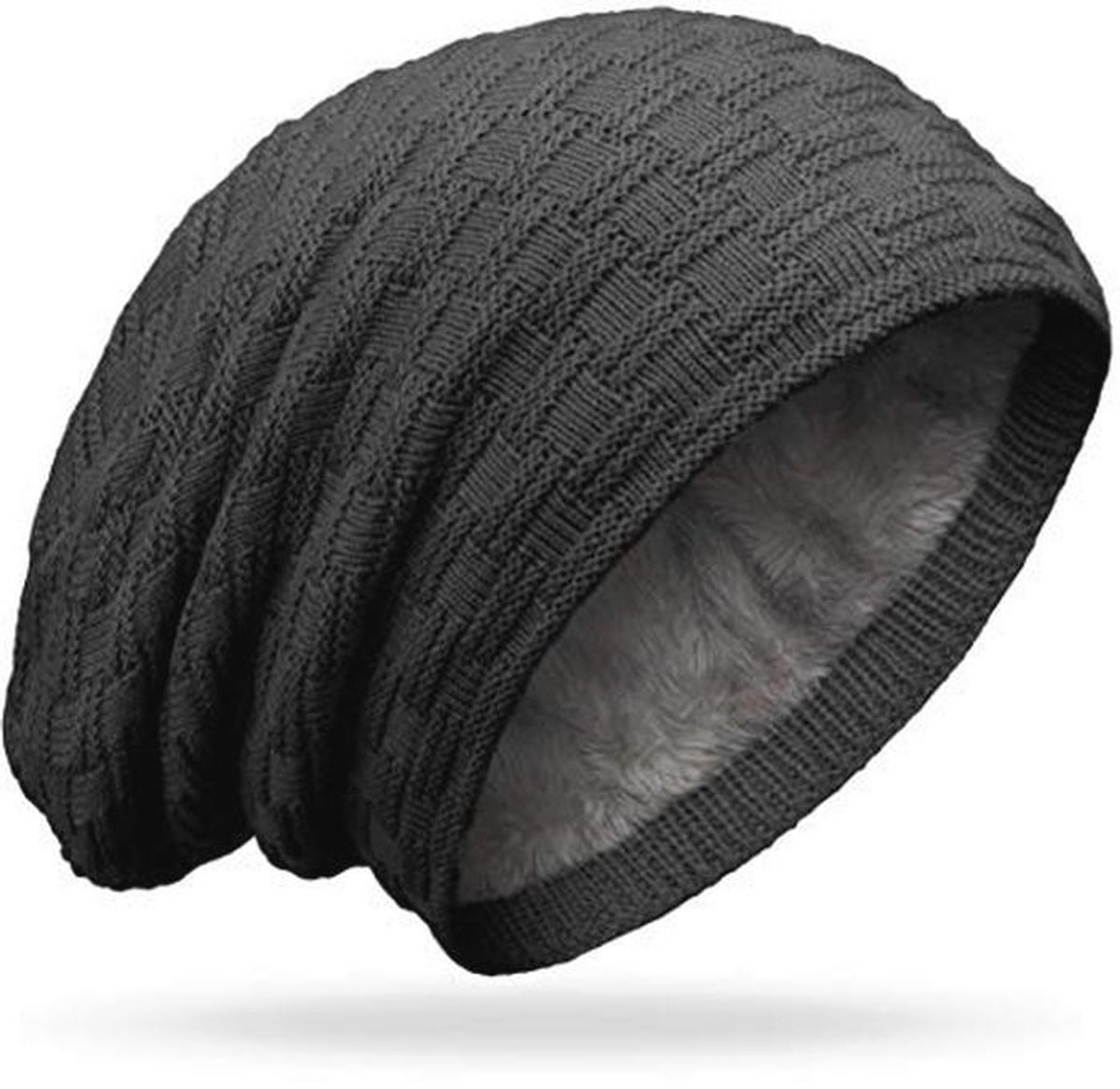 Grof gebreide Slouchy Beanie met Teddyfleece - Unisex