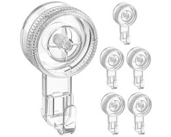 Luxear 6 Pack Suction Cup Hooks Without Drilling, Max 5kg, Suction Cup Hooks Extra Strong Reusable, Suction Cup Hooks Transparent, Suction Cups for Towel Wall Window Glass Tile Kitchen Bathroom