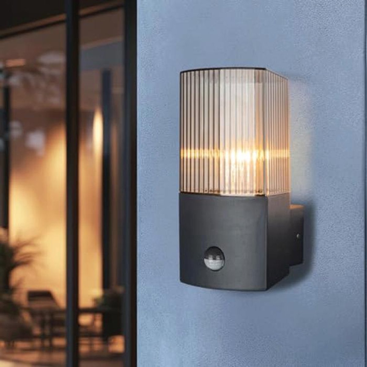 Buiten Wandlamp E27 Zwart IP54 - Gevelverlichting voor Tuin en Terras met Bewegingssensor