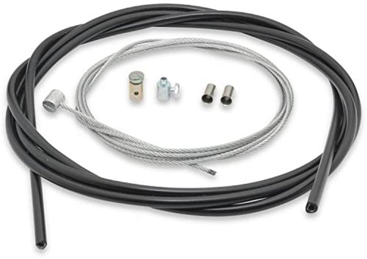 Koppelingskabel Ø2mm 2 meter met Schroefnippel en Dwarsnippel voor Bromfiets en Motorfiets