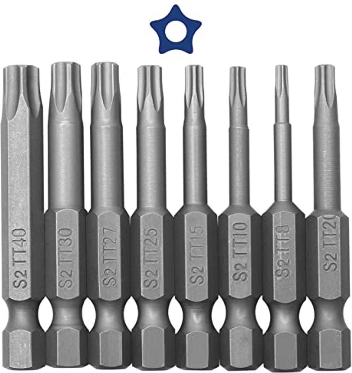 5-punts Torx schroevendraaier bits set - 8 stuks, magnetische bits voor 1/4 inch driver