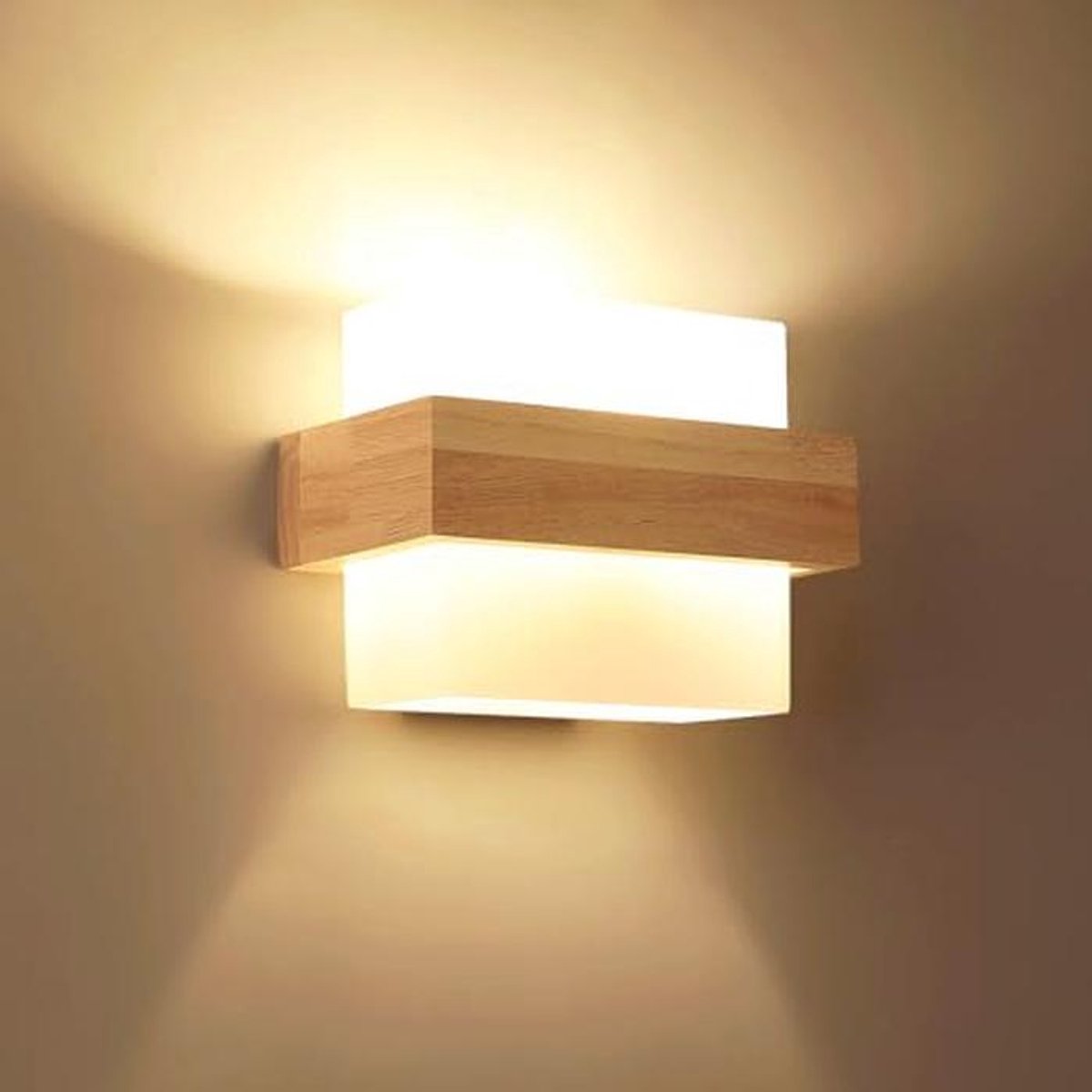 Vintage Houten Wandlamp E27 voor Binnen - Modern en Minimalistisch Design