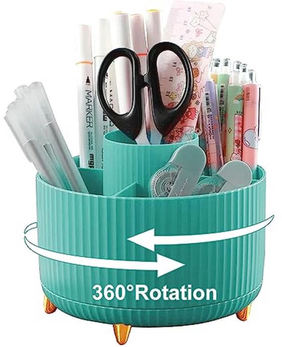 360 Graden Draaibare Bureau-organizer met 5 Sorteervakken voor Pennen en Notities