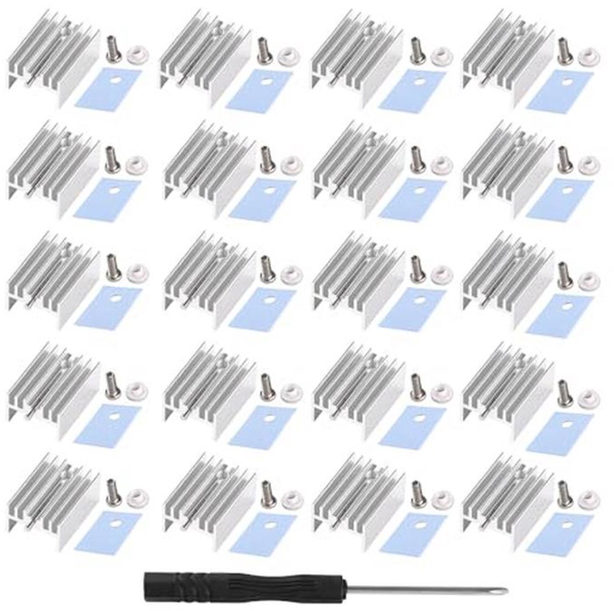 20 Stuks TO-220 Aluminium Koellichaam en Montageaccessoires voor MOSFET-Transistors