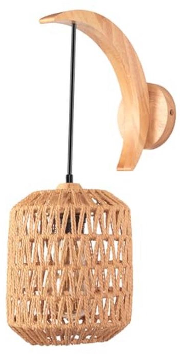 Bohemian Wandlamp Hout E27 - Vintage Verlichting voor Slaapkamer en Woonkamer