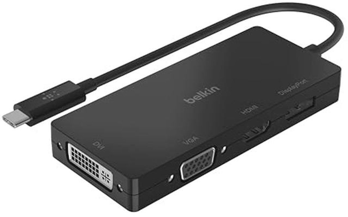 Multi-port USB-C video adapter met HDMI, VGA, DVI en DisplayPort voor laptops
