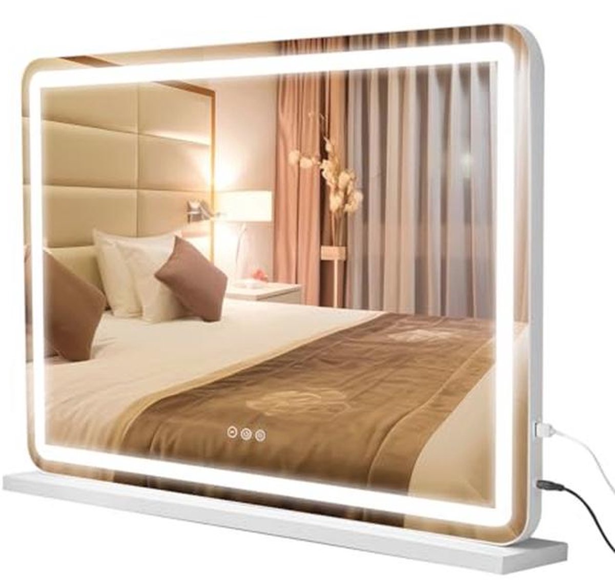 Make-up Spiegel 80x55 cm met Dimbare LED Lampen, 3 Verlichtingsmodi en Geheugenfunctie