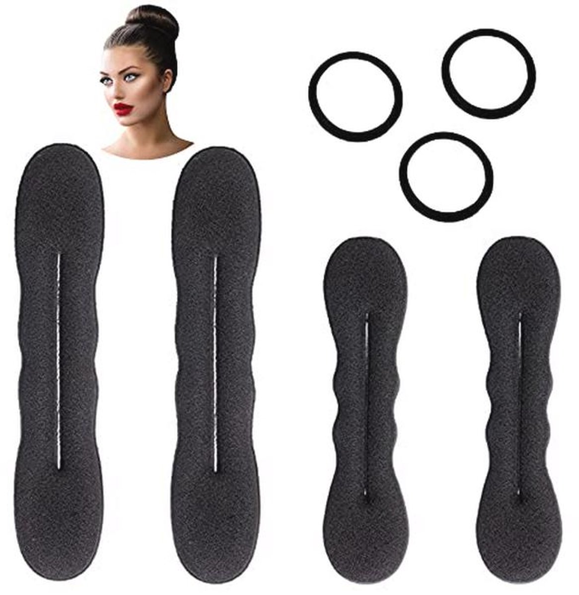 Haarbroodjesmaker Set van 4 - Schuimspons Broodjes voor Perfecte Updo's en Chignons