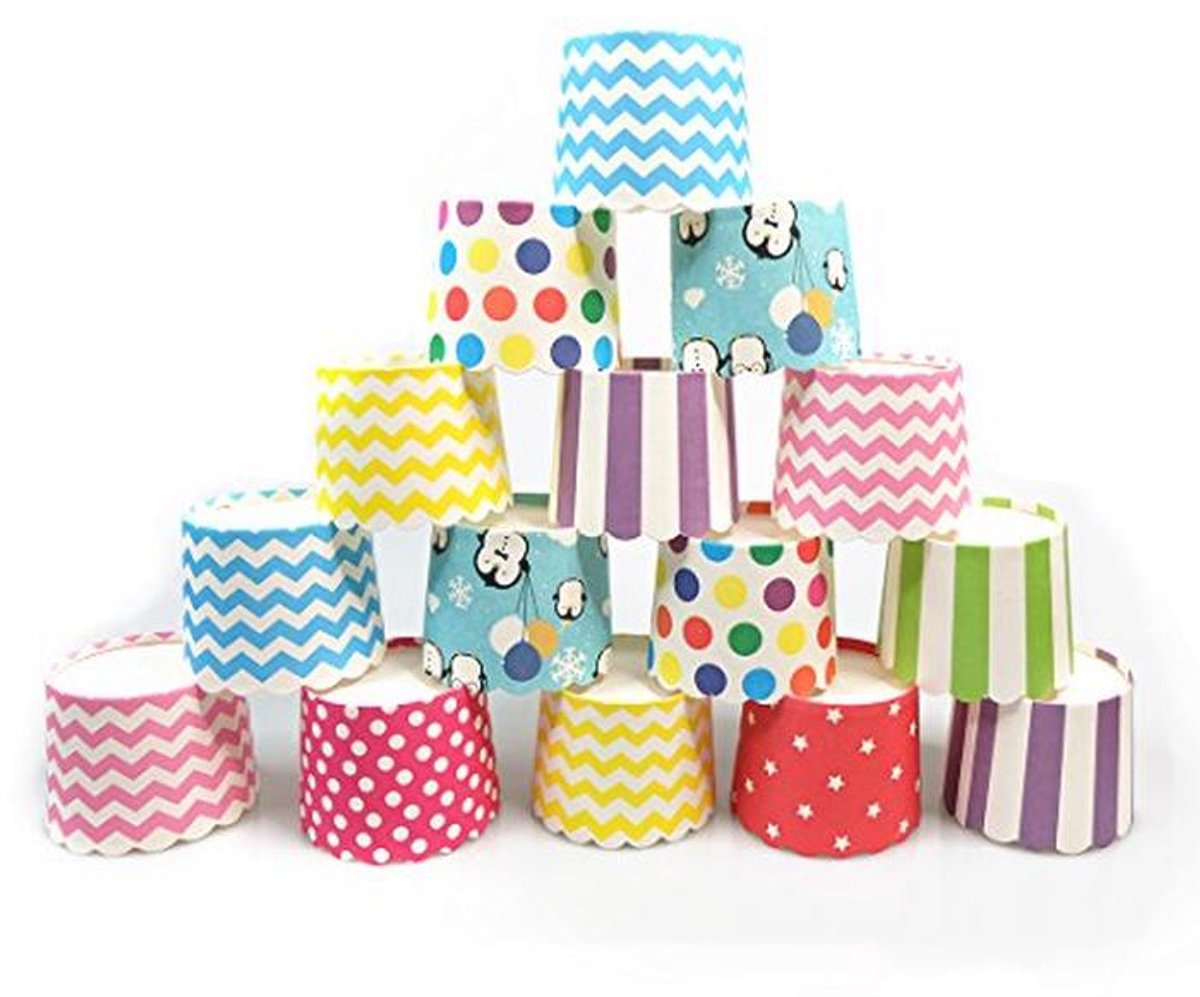 100 Stuks Papieren Muffinvormen voor Cupcakes - Kleurrijk en Decoratief
