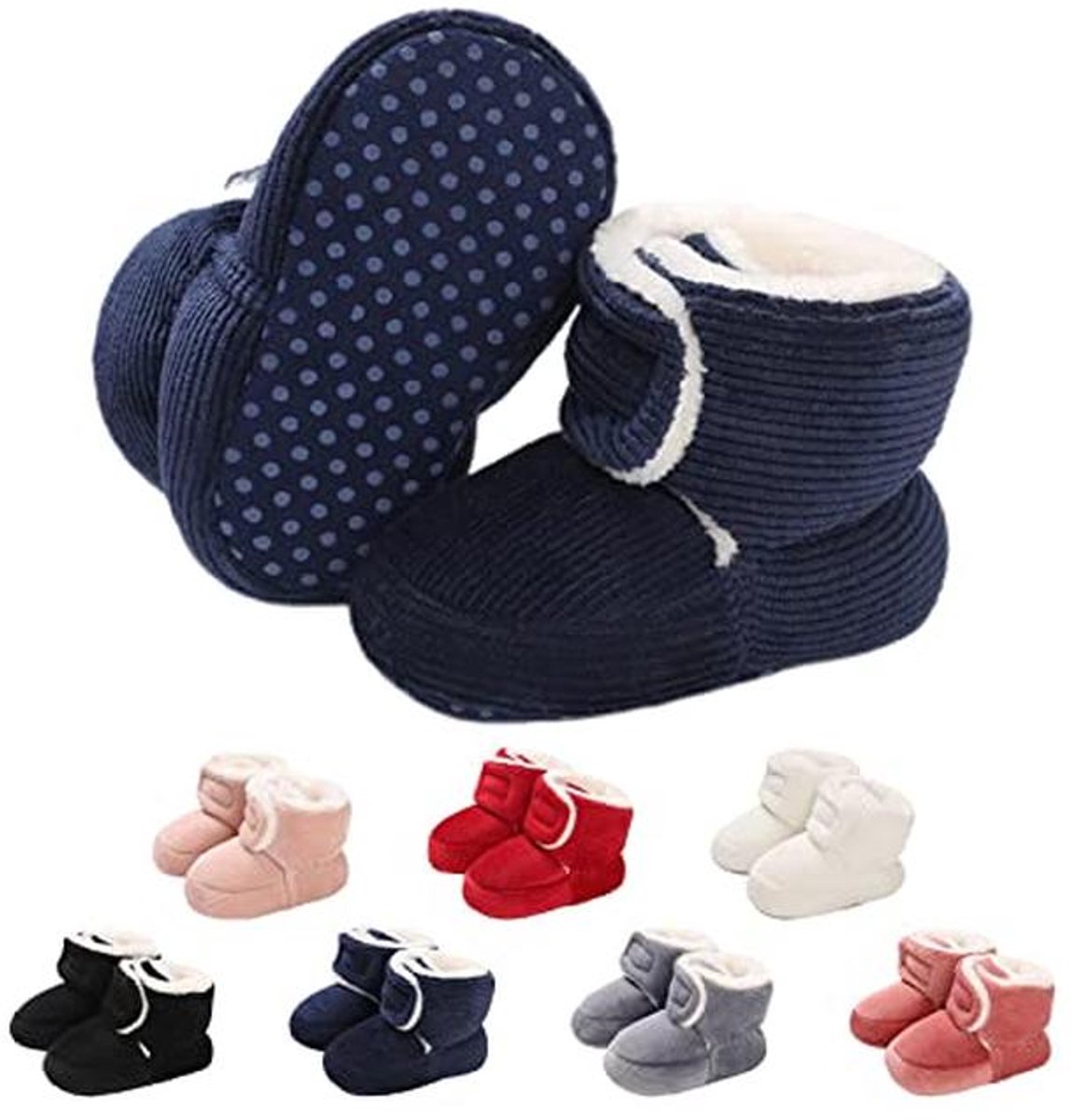 Fleece Baby Booties voor Winter - Warme, Antislip, Zachte Zolen - Aanpasbare Sokkenschoentjes voor Veilige Eerste Stapjes (0-18 maanden)