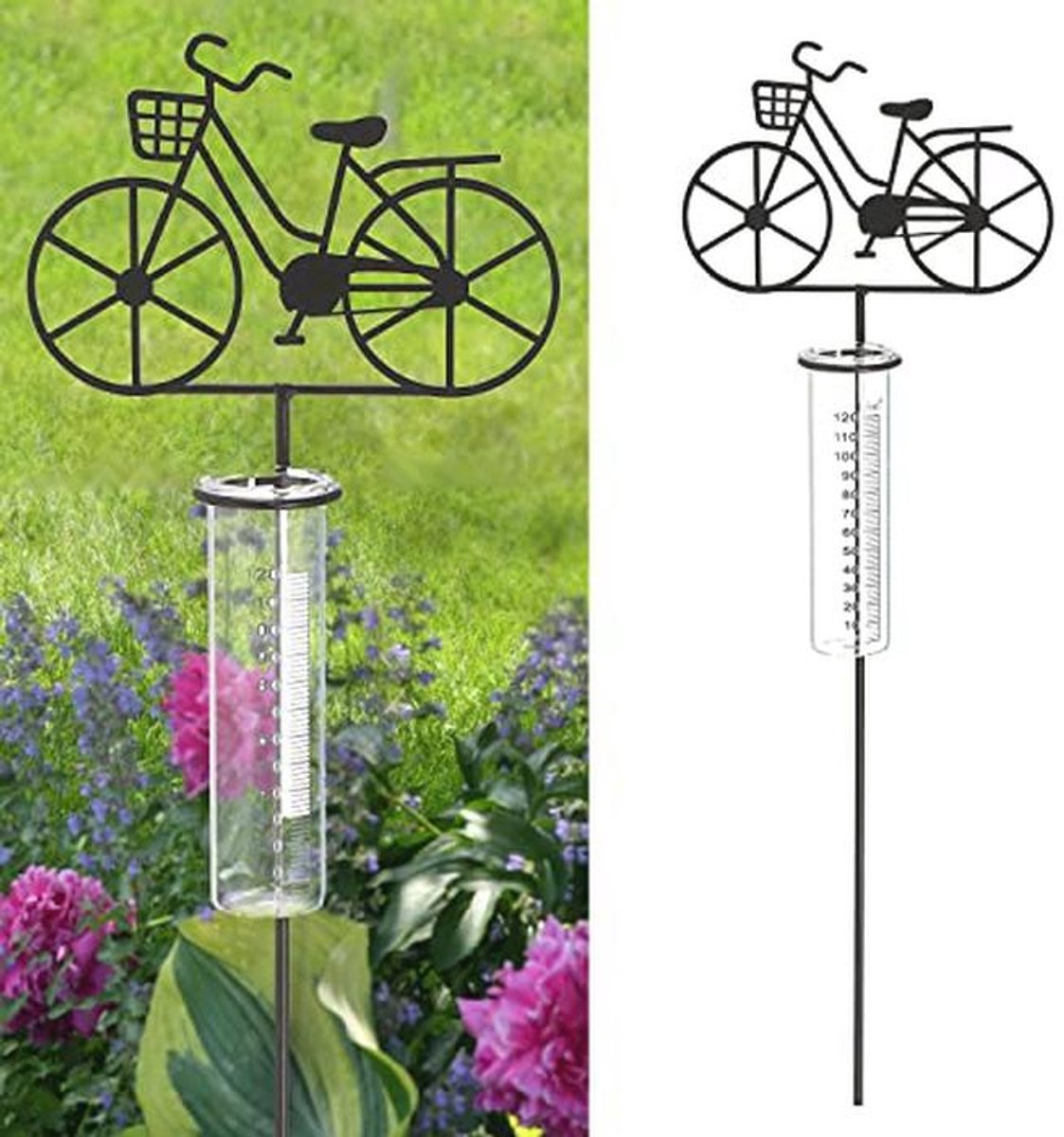 Tuinsteker Regenmeter Fiets | 18x90x5,5cm | Neerslagmeter voor Tuin