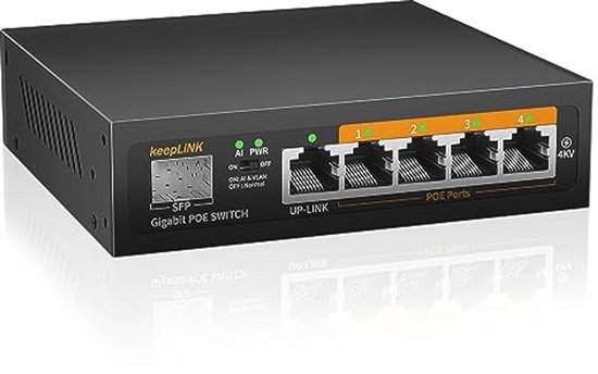 okerLink Interruptor POE Gigabit para exteriores de 5 puertos, con 4 okerLink Interruptor POE Gigabit para exteriores de 5 puertos, con 4
