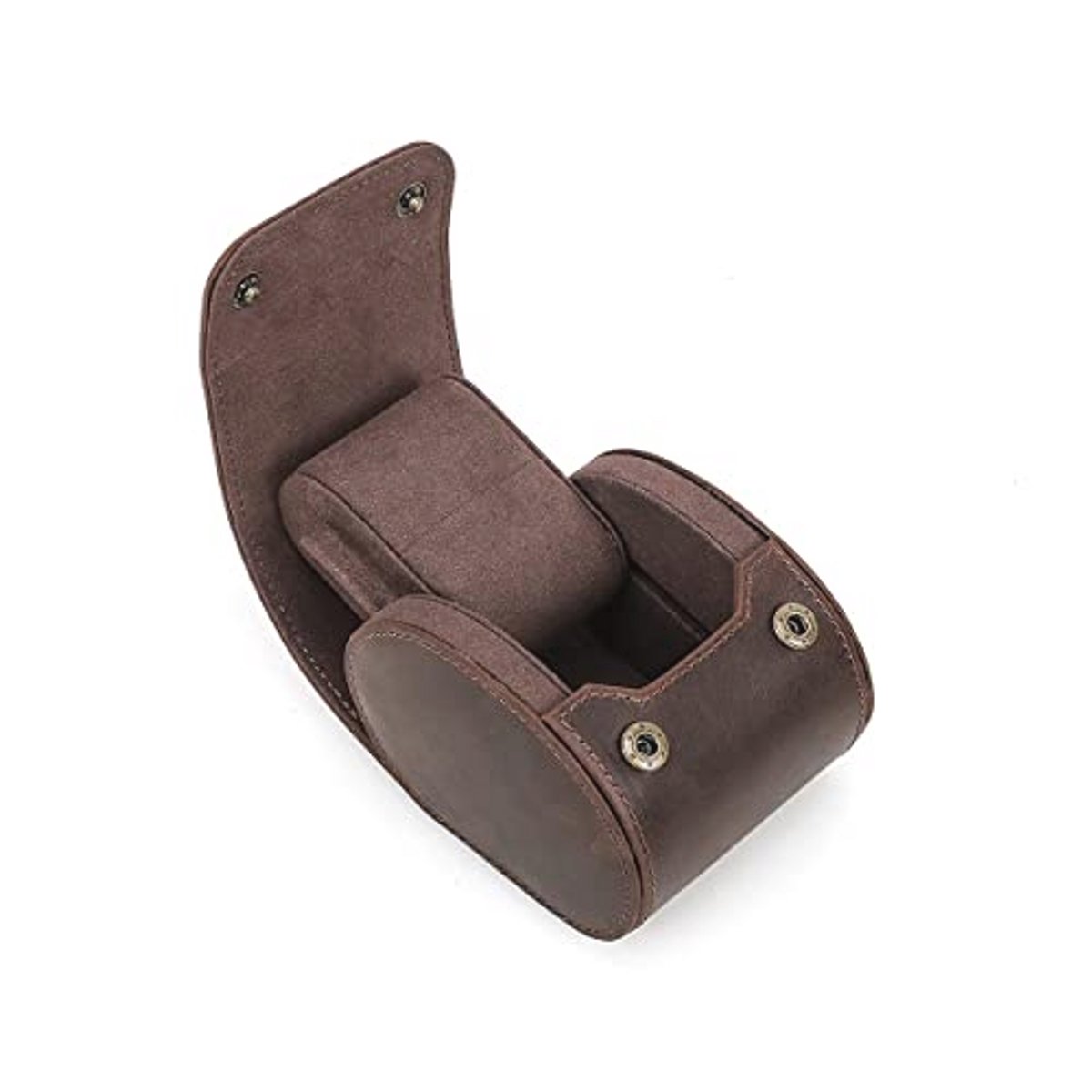 Handmade Leather Watch Case for Travel - Storage Box for 1 Watch with Removable Cushion and Lock Design