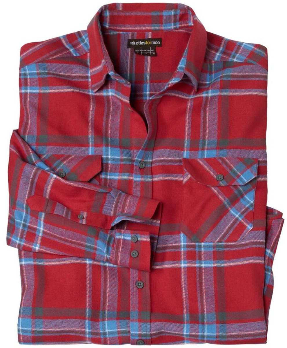 ATLAS FOR MEN - Authentiek geruit flanellen overhemd - Heren - Verkrijgbaar in grote maten - 5XL