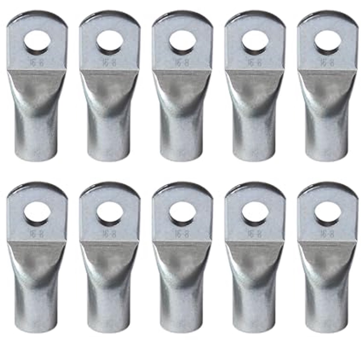 10 lugs, ringlugs, buislugs, krimplugs, lege lugs, adereindhulzen, kabelconnectoren (zilver)