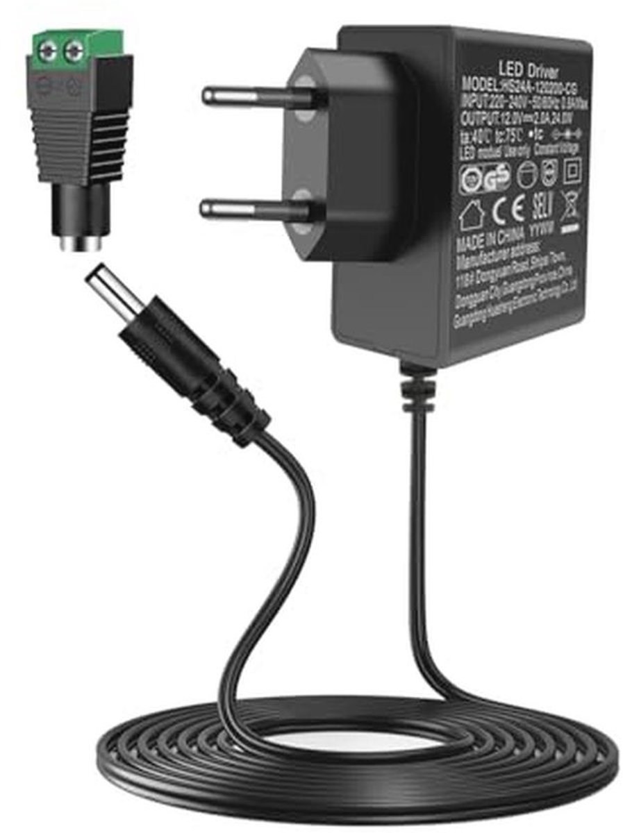 12V 2A Voeding Transformator voor LED-strips, CCTV Camera, en Apparaten - 24W AC naar DC 12 Volt