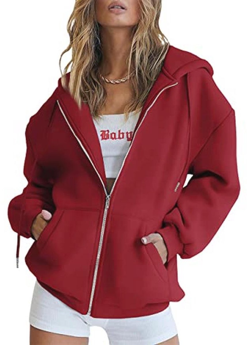 Hoodie voor dames met ritssluiting - oversized capuchontrui voor herfst en winter