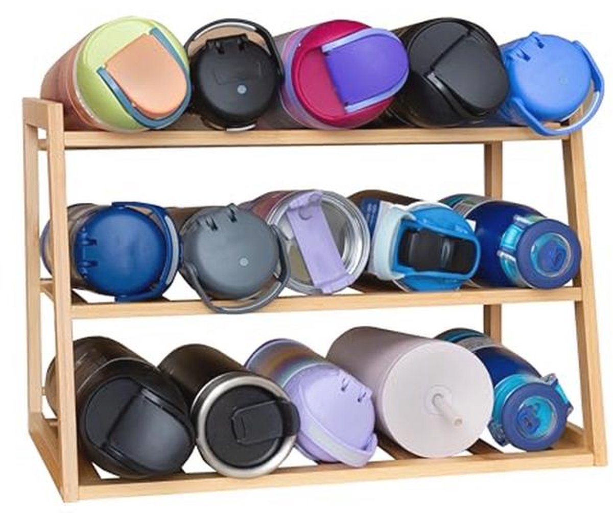 3-Tier Bamboe Waterfles Organizer voor Kast of Pantry