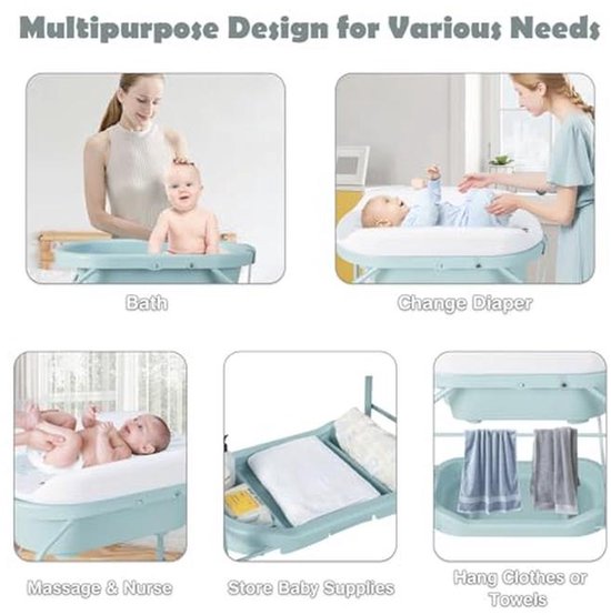 Veranderbank met Bad en Wielen - 2-in-1 Combinatie voor Baby's tot 12 Maanden — afbeelding 4