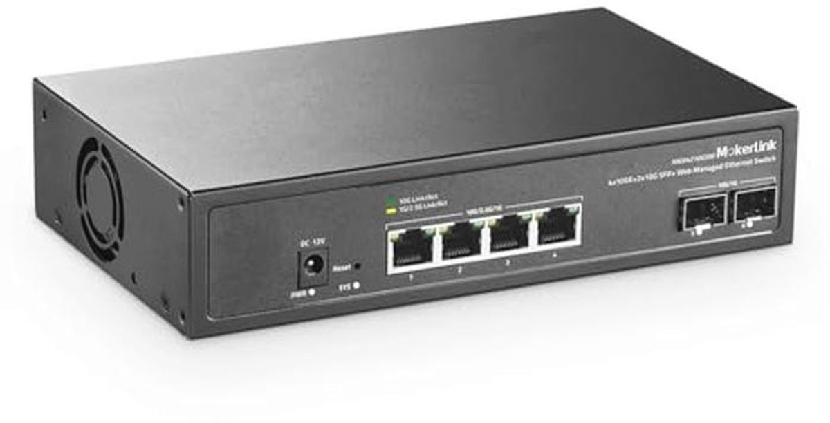 6-poorts 10Gbps Managed Network Switch met 4x10G Ethernet en 2x10G SFP+ ondersteuning