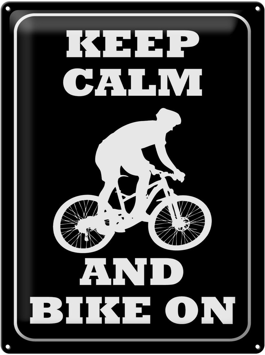 Blechschild Spruch 30x40cm Keep Calm and Bike on