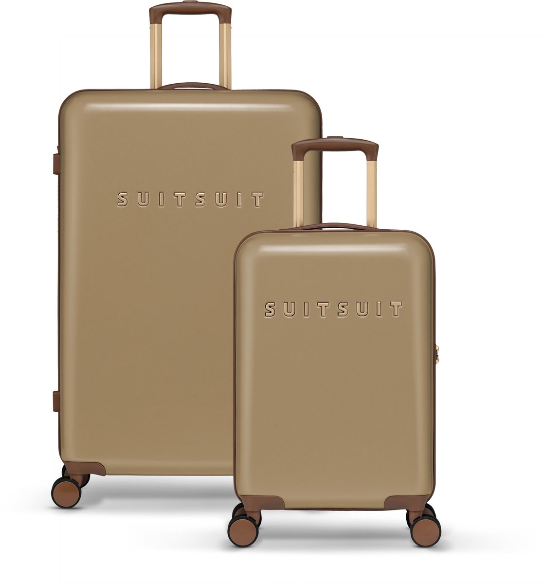 SUITSUIT Kofferset 2 delig - Reiskoffer groot - Handbagage koffer - Koffer set - Veilig TSA cijferslot - Reiskoffer set - Reiskoffer met wielen - Fab Seventies kofferset Cuban Sand