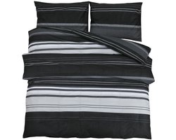 Dekbedovertrekset | Beddengoed 200x220 cm katoen zwart en wit