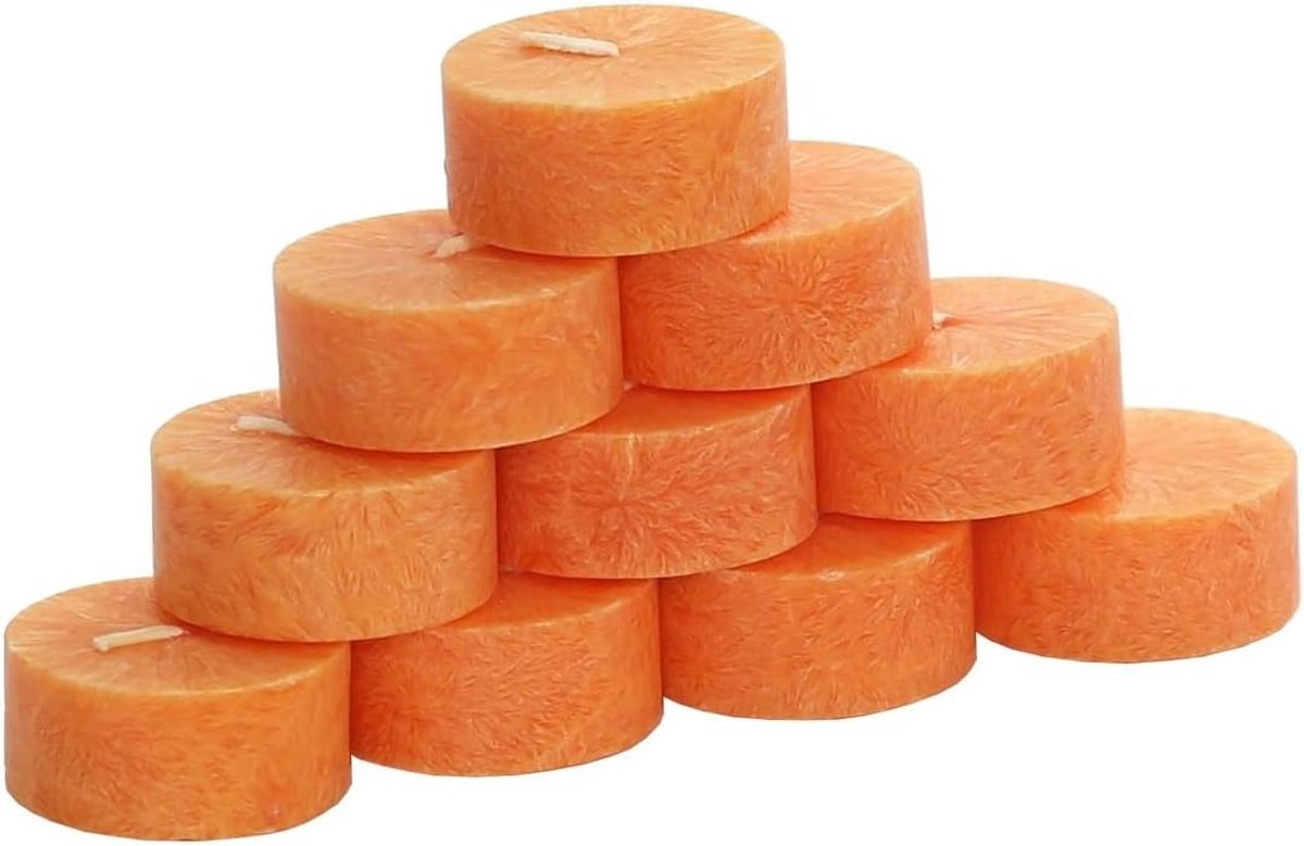 Oranje Theelichtjes 10 Stuks Met Marmerlook