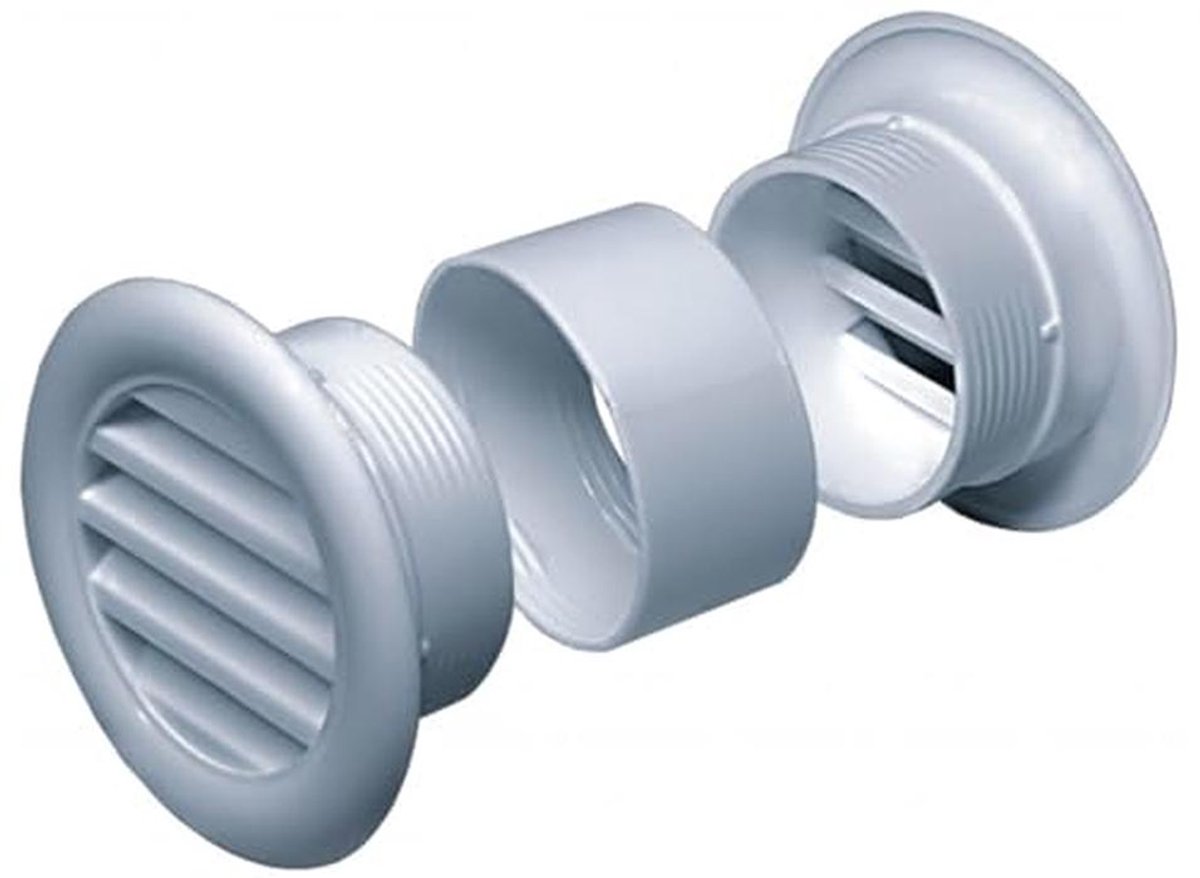 Ventilatierooster Ø 40 mm Rond Wit met Insectennet - 2 Stuks