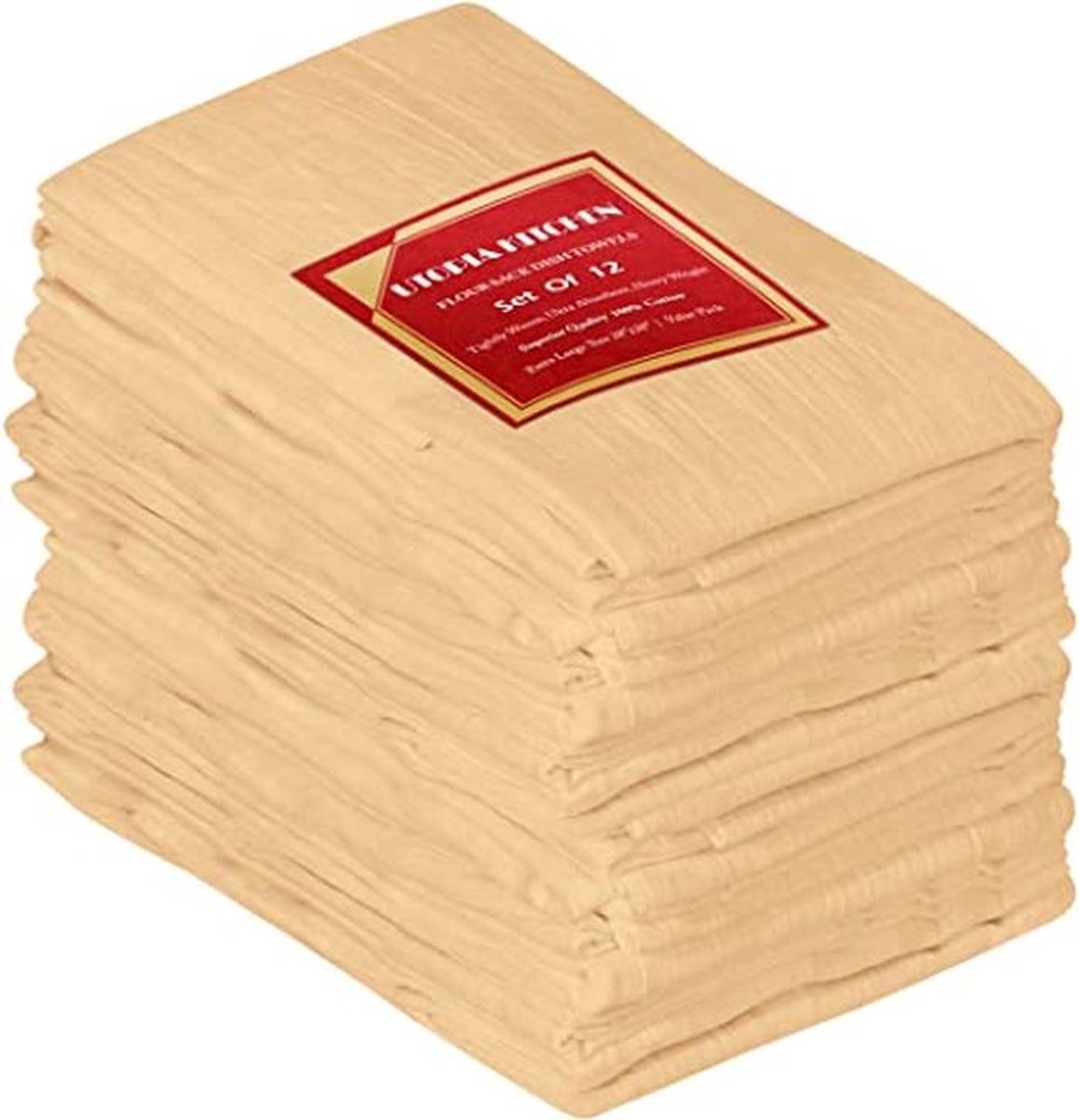 Keuken Vaatdoeken 12 Stuks - 100% Katoen, Machinewasbaar - Beige