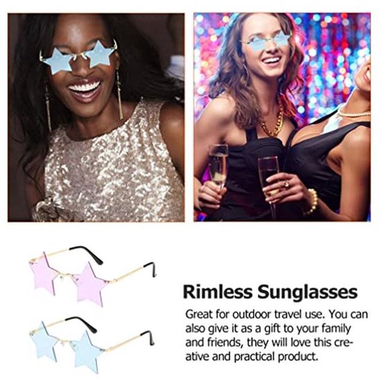 2 Pairs Five-Pointed Star Frameless Sunglasses for Parties — afbeelding 5