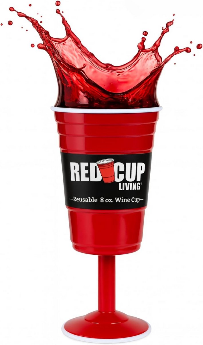 Herbruikbare Wijn Beker met Steel, 236 ml, Rood