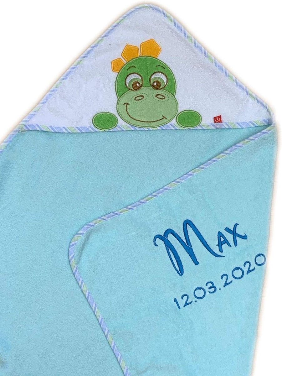Gepersonaliseerde Katoenen Capuchonhanddoek voor Baby's met Naam en Geboortedatum