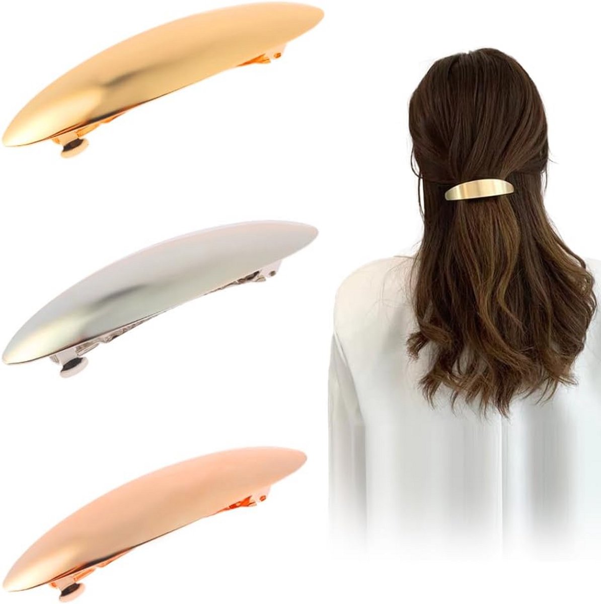 Set van 3 Gouden Haarspeldjes Metaal - Elegante Haaraccessoires voor Dames & Meisjes