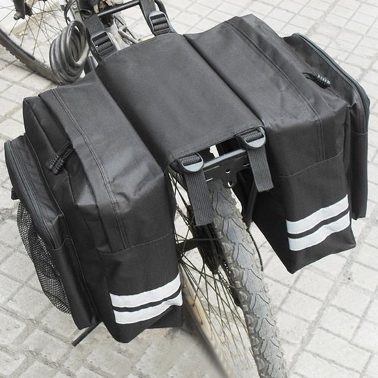 Fietstassen - Fietsenrekken - Waterdichte tas - Reflecterende strip - Zadeltassen - Achterbank draagtas - Fietsen accessoires - 27L - Met regenhoes Double Bicycle Bag van Fietstas — afbeelding 5