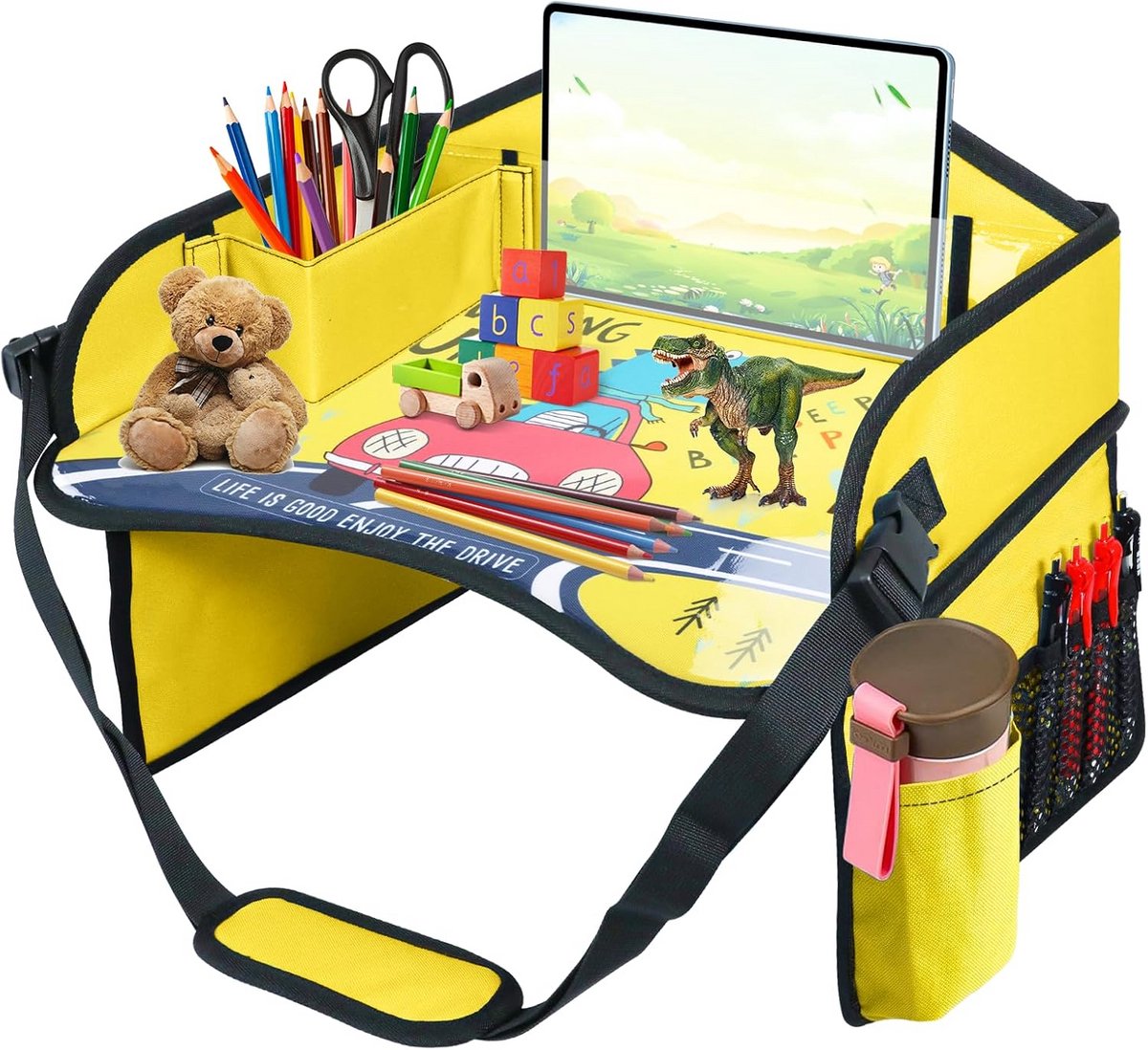 Reisdienblad voor Kinderen met Tekenplank – Auto Organizer voor Kinderzitje en Tablet