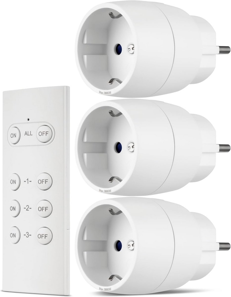 Draadloze Stopcontacten Set met Afstandsbediening 3-in-1 voor Binnen