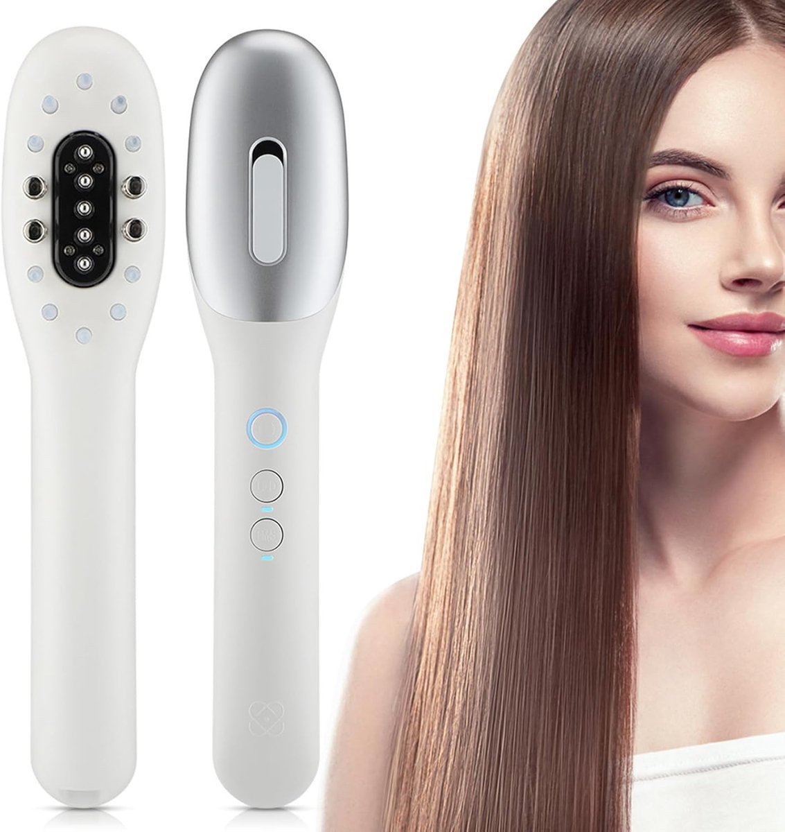 Haarolie-applicator met elektrische microstroom hoofdmassage, rood en blauw tweekleurig