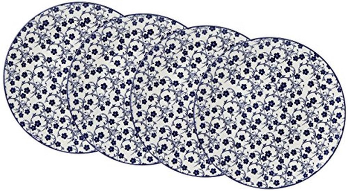 Porseleinen servies blauw-wit, mix & match met 3 dessin varianten
